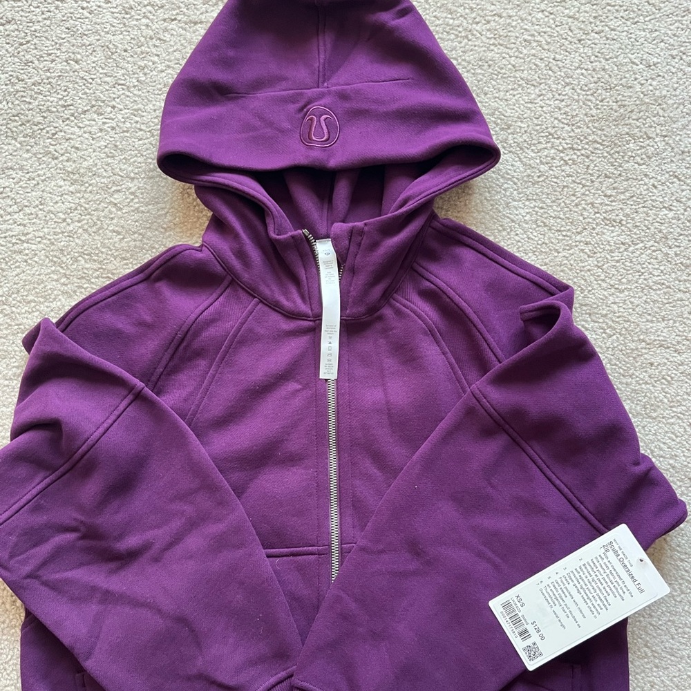 NEW with tags Lululemon’s purple color of the season Scuba Oversized Full Zip